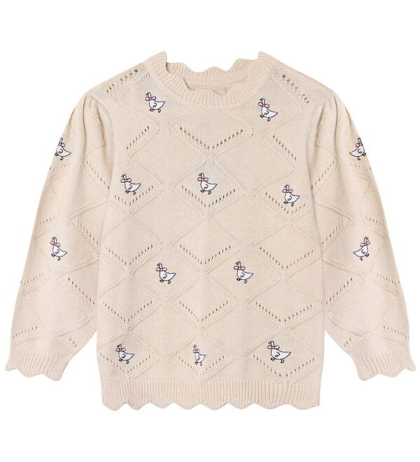 Fliink Bluse - Strik - Alon - Goose - Sandshell m. Hulmønster