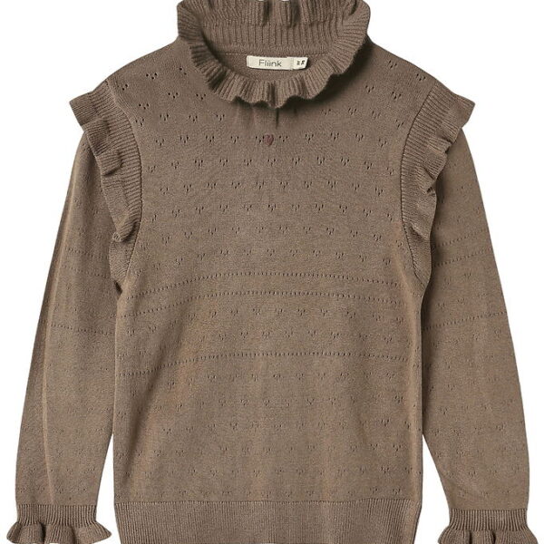 Fliink Bluse - Strik - Fame - Pine Bark m. Hulmønster Fliink Bluse - Strik - Fame - Pine Bark m. Hulmønster