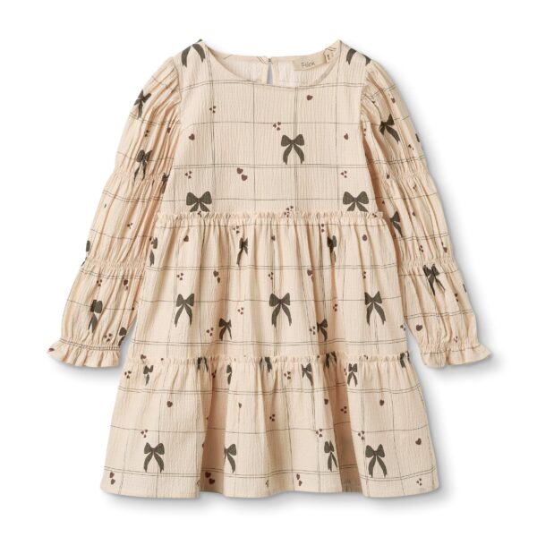 Fliink Bow LS Dress - Sandshell - 80 cm