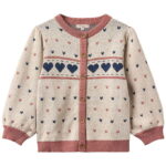 Fliink Cardigan - Bomuld/Uld - Nova - Multi Heart - Sandshell