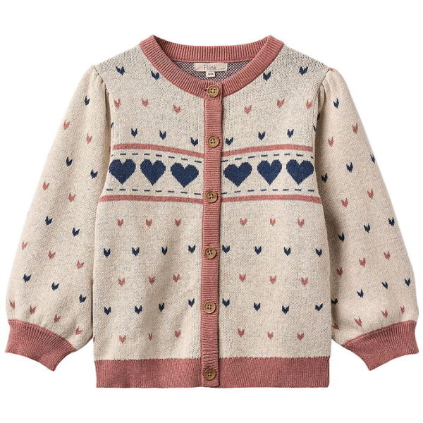 Fliink Cardigan - Bomuld/Uld - Nova - Multi Heart - Sandshell Fliink Cardigan - Bomuld/Uld - Nova - Multi Heart - Sandshell
