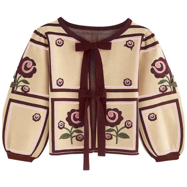 Fliink Cardigan - Charlotte - Sandshell/Burgendy