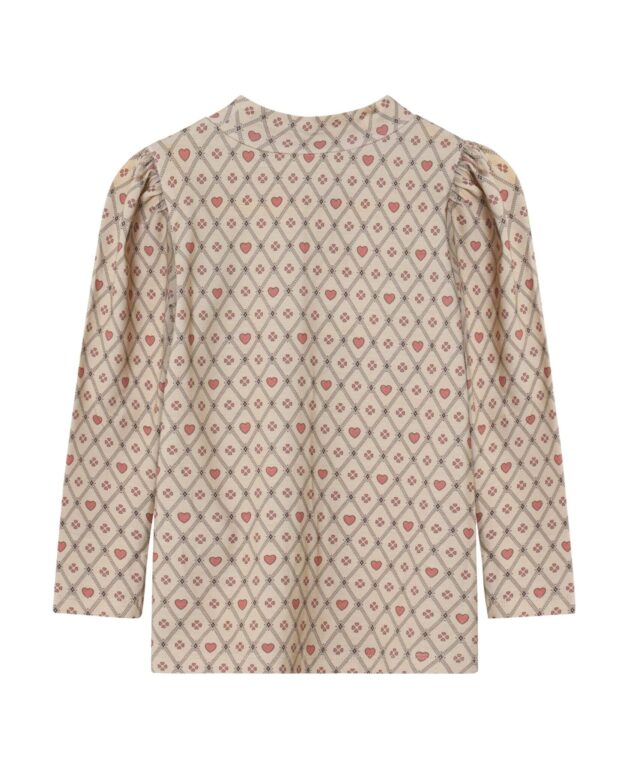Fliink Kelly Heart Puff Bluse - Sandshell - 86 cm
