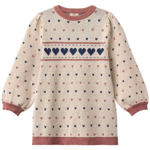 Fliink Kjole - Bomuld/Uld - Nova - Multi Heart - Sandshell