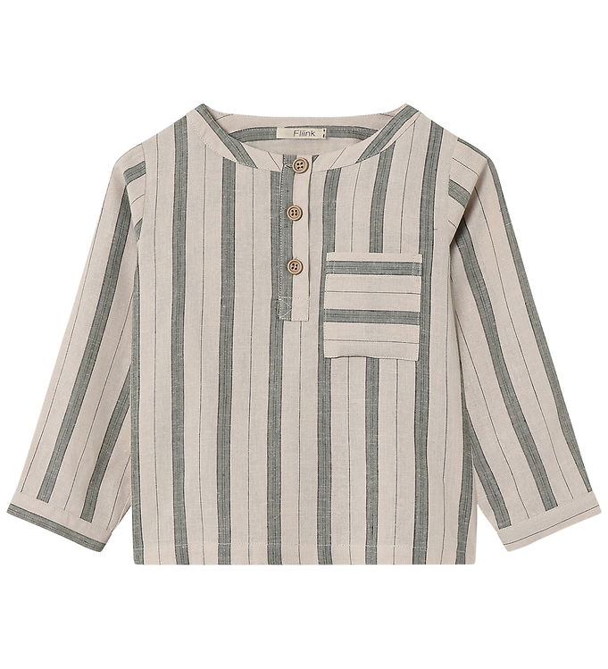 Fliink Skjorte - Viskose/Hør - Vira - Hedge Green/Sandshell