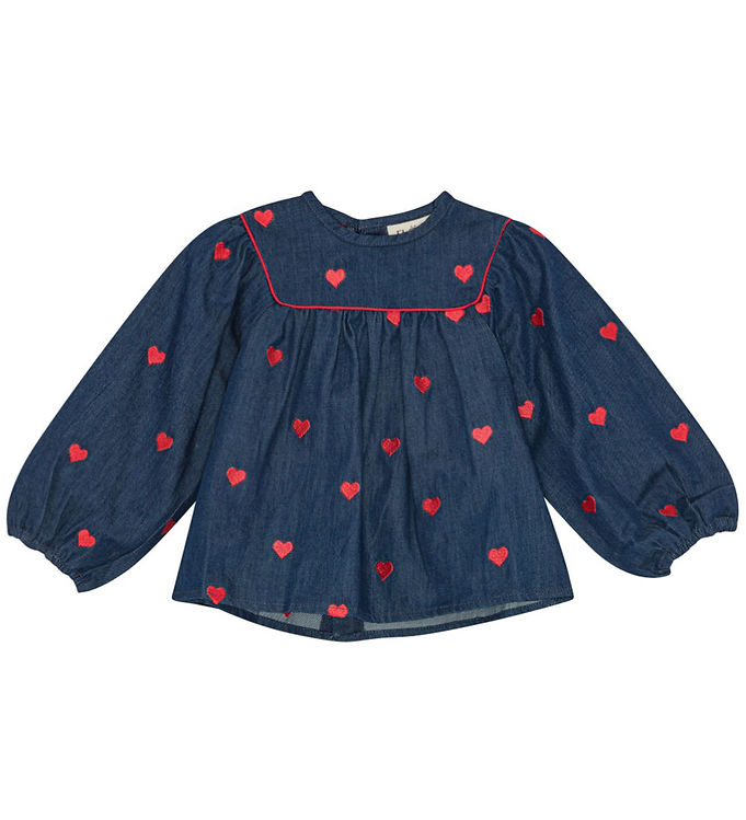 Flöss Bluse - Amee - Denim - Mid Blue Heart