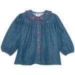 Flöss Bluse - Vilma - Denim - Mid Blue Strawberry