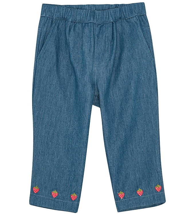 Flöss Bukser - Vilma - Denim - Mid Blue Strawberry