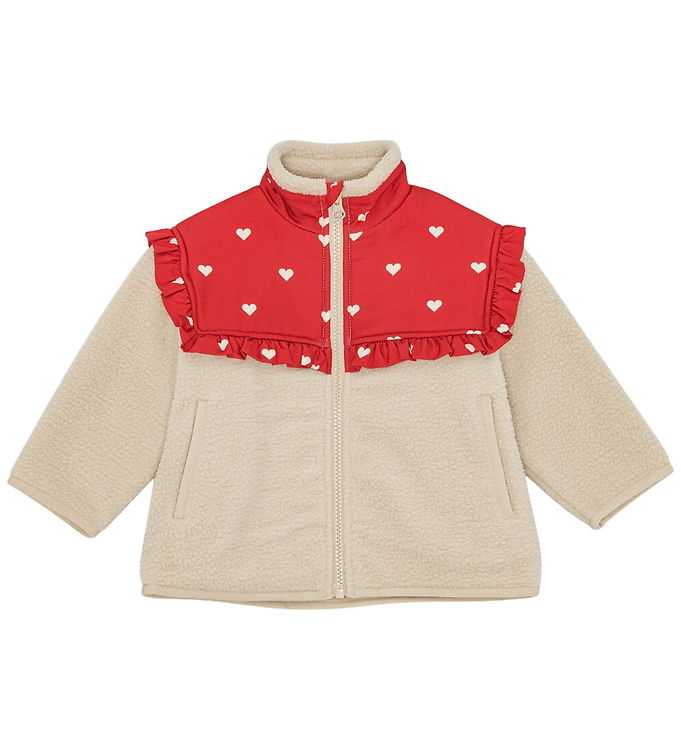 Flöss Fleecejakke - Ellen - Poppy Red/Soft White