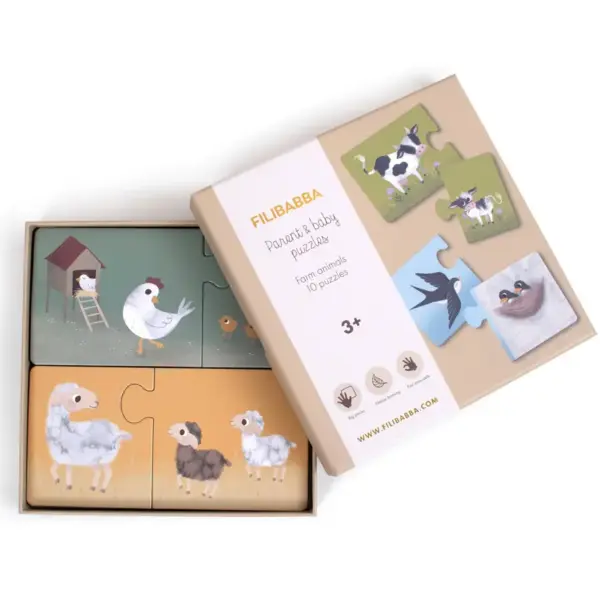 Forældre og barn puslespil - Bondegårdsdyr