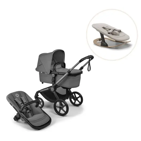 Fox 5 Renew complete inkl. Giraffe bouncer - moon grey/polar white