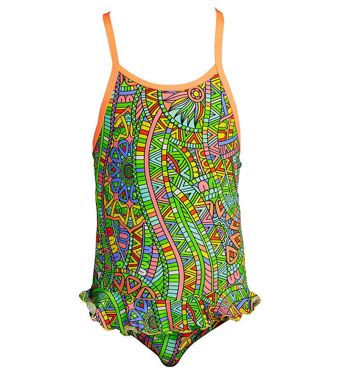 Funkita Badedragt - UV50+ - Belted Frill - Minty Mixer Funkita Badedragt - UV50+ - Belted Frill - Minty Mixer