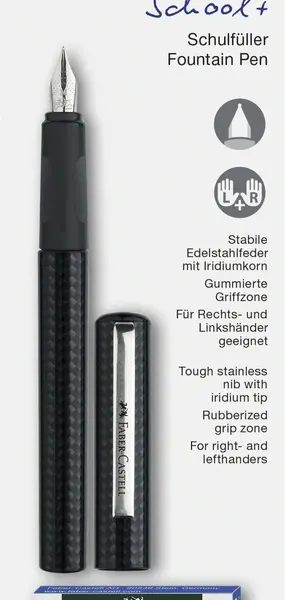 Fyldepen bk børn carbon look incl 6 blæk