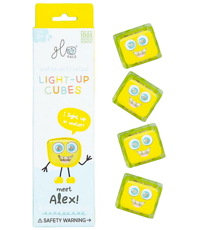 Glo Pals Sansekuber m. Lys - Alex - 4 stk. - Gul Glo Pals Sansekuber m. Lys - Alex - 4 stk. - Gul
