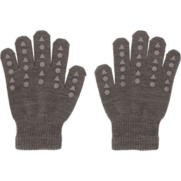 GoBabyGo Handsker - Strik - Uld - Brown Melange m. Dupper GoBabyGo Handsker - Strik - Uld - Brown Melange m. Dupper