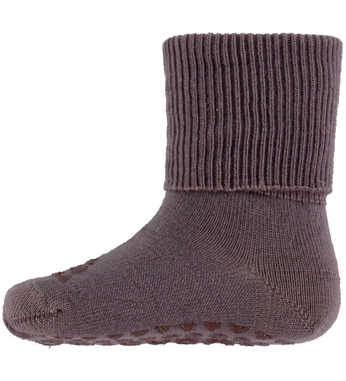 GoBabyGo Skridsikre Strømper - Uld - Dark Purple Dove GoBabyGo Skridsikre Strømper - Uld - Dark Purple Dove