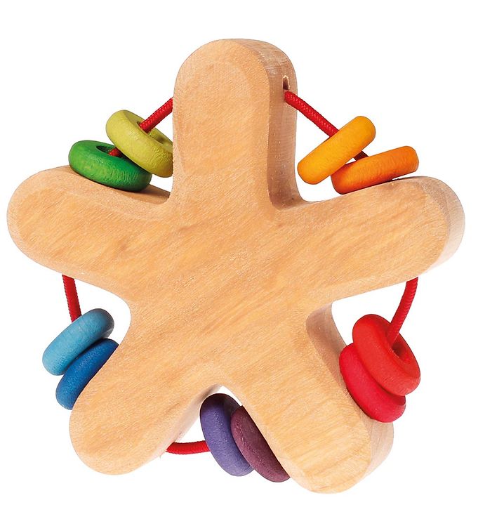Grimms Trælegetøj - Rangle - Stjerne - Multifarvet Grimms Trælegetøj - Rangle - Stjerne - Multifarvet