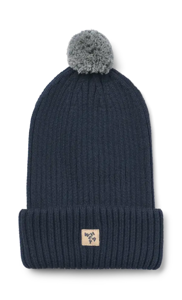 Habar Strikket Hue - Ink melange - 1-3 ÅR