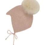 Huttelihut Babyhjelm m. Kvast - Alpakauld - Strik - Mahogany Ros
