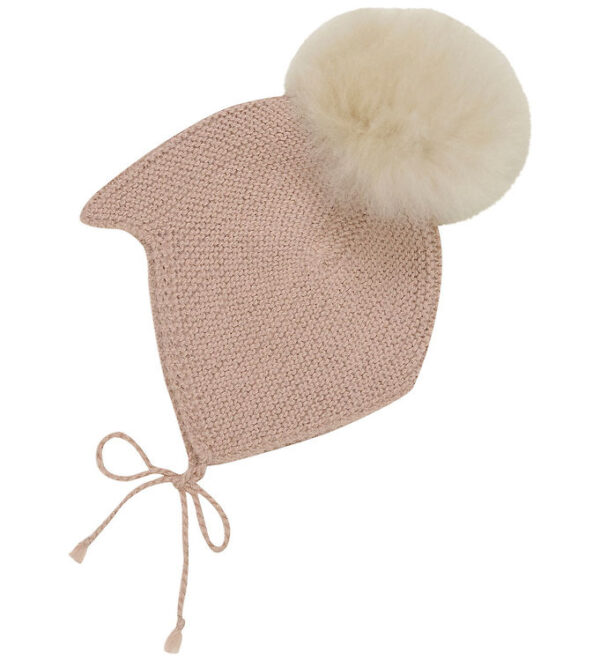 Huttelihut Babyhjelm m. Kvast - Alpakauld - Strik - Mahogany Ros Huttelihut Babyhjelm m. Kvast - Alpakauld - Strik - Mahogany Ros