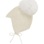 Huttelihut Babyhjelm m. Kvast - Alpakauld - Strik - Off-white