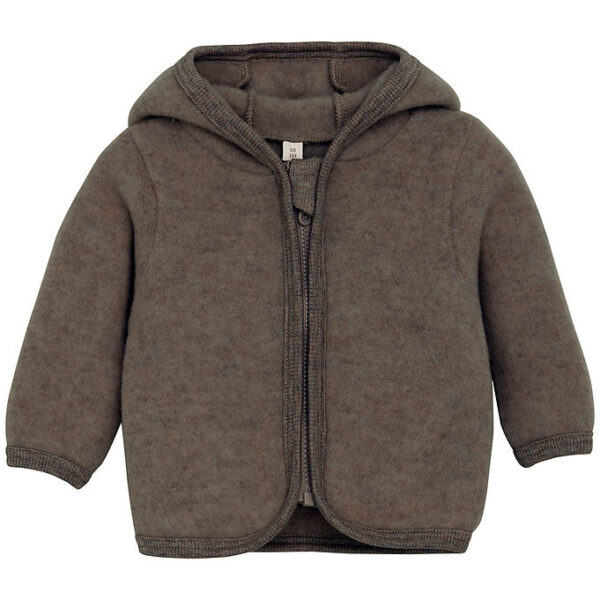 Huttelihut Cardigan - Uldfleece - Brown Melange m. Ører