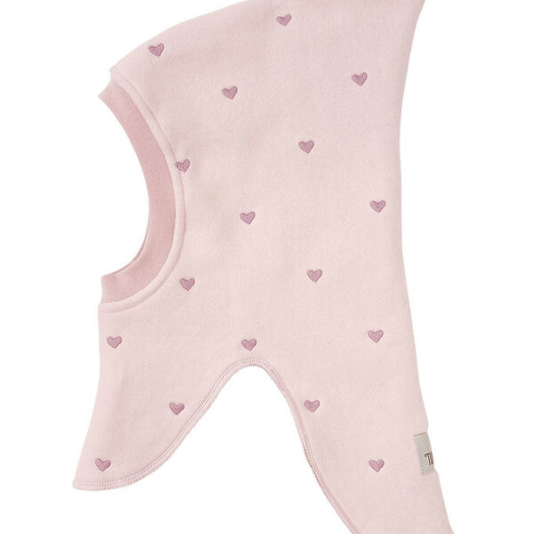 Huttelihut Elefanthue - 2-lags - Fleece - Peach Blush m. Hjerter