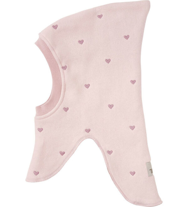 Huttelihut Elefanthue - 2-lags - Fleece - Peach Blush m. Hjerter