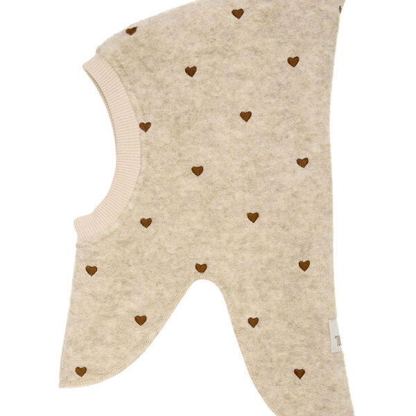 Huttelihut Elefanthue - Uld - 2-lags - Sand Melange m. Hjerter