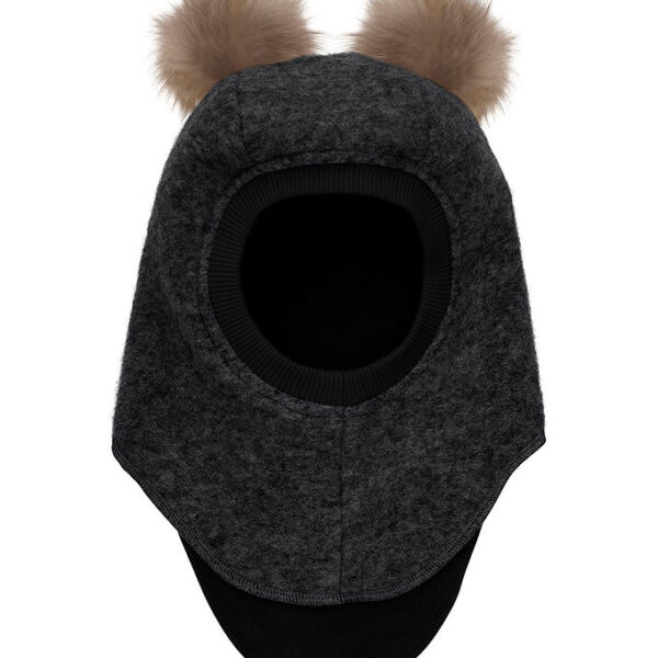 Huttelihut Elefanthue - Uld/Bomuld - 2-lags - Mørkegråmeleret