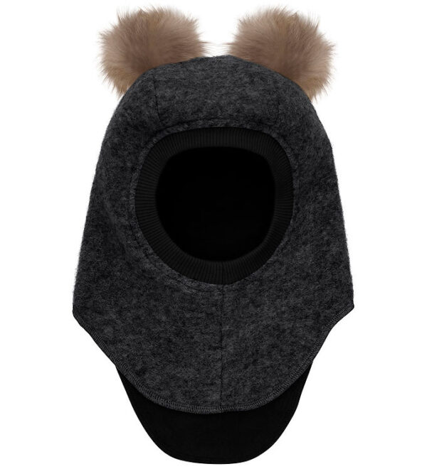 Huttelihut Elefanthue - Uld/Bomuld - 2-lags - Mørkegråmeleret