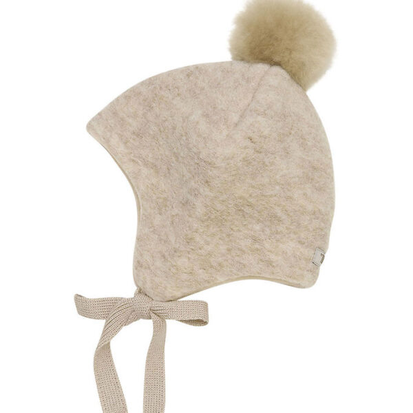 Huttelihut Hue - Uld - Sand Melange m. Kvast