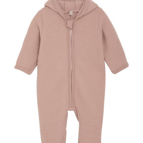 Huttelihut Køredragt - Uldfleece - Mahogany Rose m. Ører