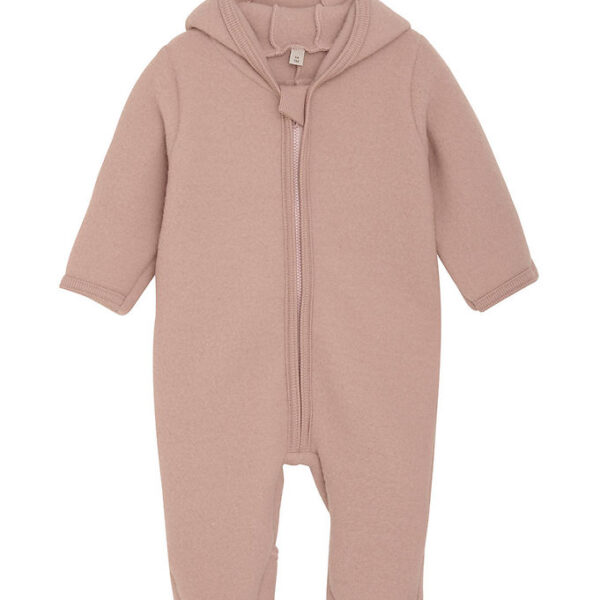 Huttelihut Køredragt - Uldfleece - Mahogany Rose m. Ører