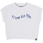 Indian Blue Jeans T-shirt - Wide Cropped - Bright White m. Print
