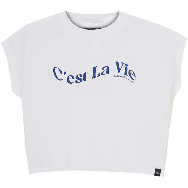 Indian Blue Jeans T-shirt - Wide Cropped - Bright White m. Print
