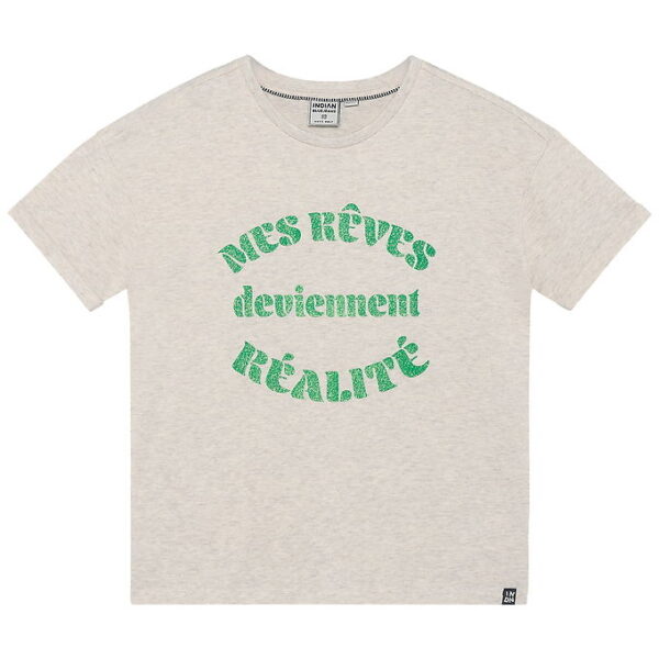 Indian Blue Jeans T-shirt - Wide Fit - Light Sand Melange m. Grø Indian Blue Jeans T-shirt - Wide Fit - Light Sand Melange m. Grø