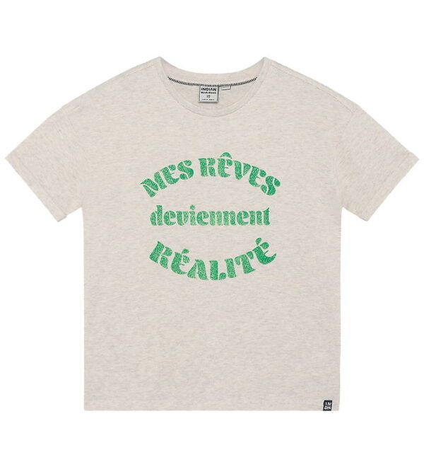 Indian Blue Jeans T-shirt - Wide Fit - Light Sand Melange m. Grø