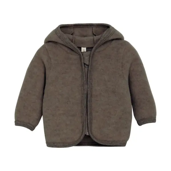 Jakke Ører Uld Fleece - Brown Melange - 86