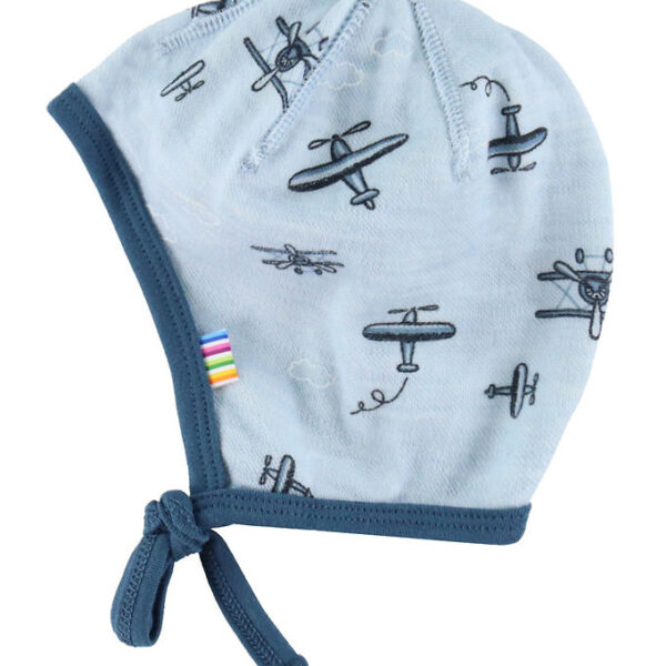 Joha Babyhjelm - 1-lags - Uld/Bambus - Lyseblå m. Print