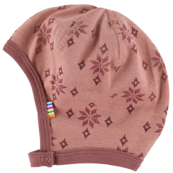 Joha Babyhjelm - Uld/Bomuld - Rose m. Snefnug