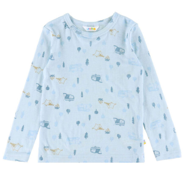 Joha Bluse - Uld - Lyseblå m. Camping Joha Bluse - Uld - Lyseblå m. Camping
