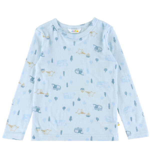 Joha Bluse - Uld - Lyseblå m. Camping