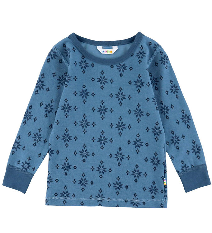 Joha Bluse - Uld/Bomuld - Blå m. Snefnug Joha Bluse - Uld/Bomuld - Blå m. Snefnug