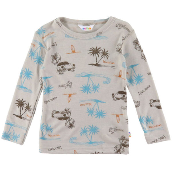 Joha Bluse - Uld/Silke - Beige m. Print