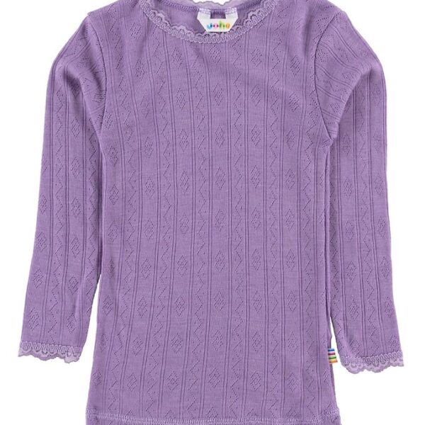 Joha Bluse - Uld/Silke - Lilla m. Hulmønster