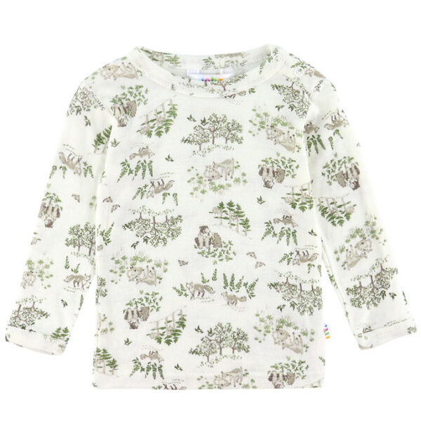 Joha Bluse - Uld/Silke - Off White m. Træer