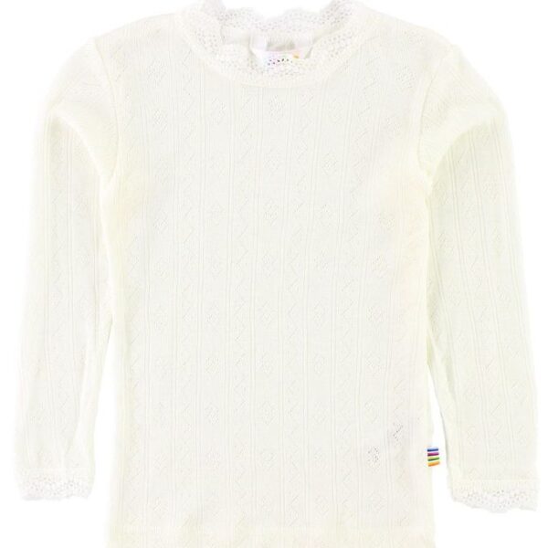 Joha Bluse - Uld/Silke - Råhvid m. Mønster