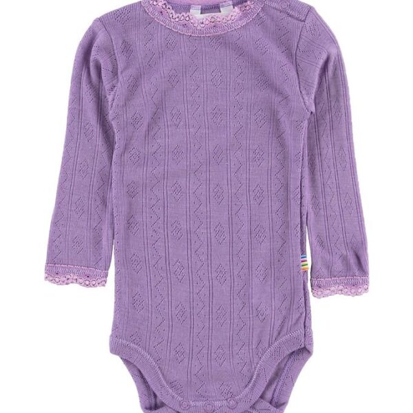 Joha Body - Uld/Silke - L/Æ - Lilla m. Hulmønster Joha Body - Uld/Silke - L/Æ - Lilla m. Hulmønster