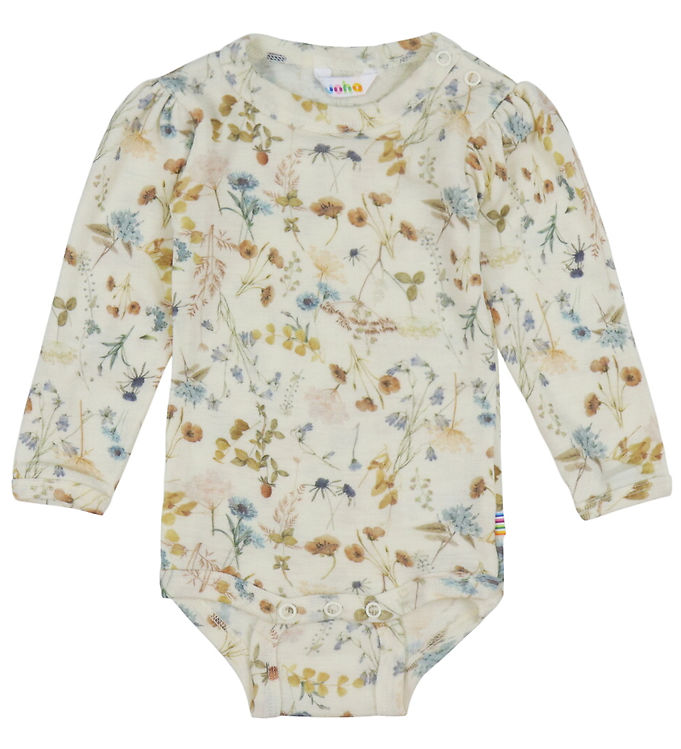 Joha Body l/æ - Uld - Off White m. Blomster